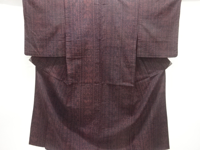 JAPANESE KIMONO / ANTIQUE KIMONO / SILK / MAWATA OJIYA TSUMUGI / WOVEN ABSTRACT